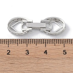 Rack Plating Brass Micro Pave Clear Cubic Zirconia Fold Over Clasps&nbsp;KK-NH0002-03A-P