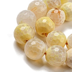 Faceted Natural Fire Crackle Agate Beads Strands&nbsp;G-F447-12mm-H02