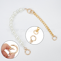 2Pcs 2 Styles Plastic Imitation Pearl Round Beaded Bag Handles and Aluminum Curb Chain Strap&nbsp;PURS-AR0001-02
