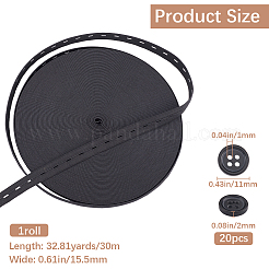20Pcs Resin Buttons with 30M Polypropylene & Polycotton Flat Elastic Cord&nbsp;DIY-GF0009-64A