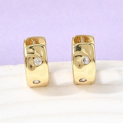 Brass Micro Pave Clear Cubic Zirconia Hoop Earrings&nbsp;EJEW-Z149-02G