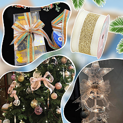 10 Yards Hot Stamping Polyester Satin Ribbons&nbsp;SRIB-WH0011-169C