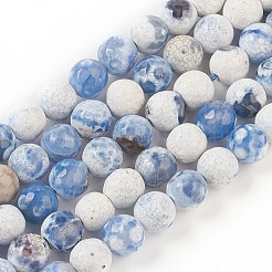 Faceted Natural Fire Crackle Agate Beads Strands&nbsp;X-G-F447-8mm-B09