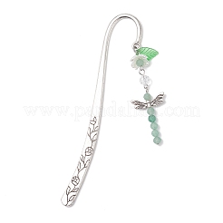 8Pcs Dragonfly Natural Gemstone & Alloy & Acrylic Flower Bookmarks&nbsp;AJEW-JK00400