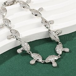 Mushroom Brass Micro Pave Clear Cubic Zirconia Link Bracelets for Women&nbsp;BJEW-Z126-04P