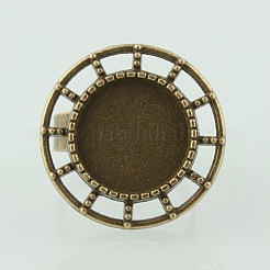 Vintage Adjustable Iron Finger Ring Components Alloy Cabochon Bezel Settings&nbsp;X-PALLOY-O039-22AB-NF