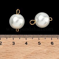 Baking Paint Pearlized Glass Pearl Round Connector Charms&nbsp;PALLOY-PH01725