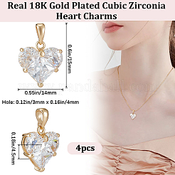 4Pcs Brass Cubic Zirconia Charms&nbsp;ZIRC-BBC0002-43