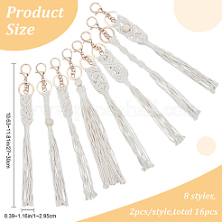 Cotton Knitting Tassel with Wood Beads Keychains&nbsp;KEYC-WH0018-78