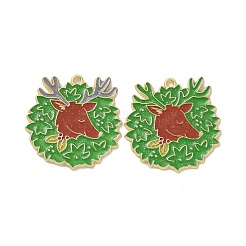 Christmas Theme Rack Plating Alloy Enamel Pendants&nbsp;PALLOY-O109-18LG