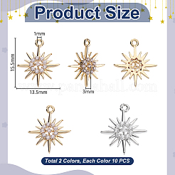 20Pcs 2 Colors Rack Plating Brass Micro Pave Cubic Zirconia Pendants&nbsp;ZIRC-GA0001-17