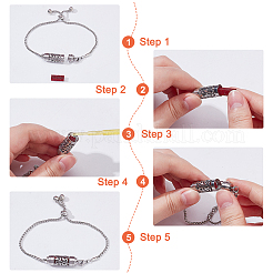 Stainless Steel Column Slider Bracelets&nbsp;BJEW-WH0016-75B