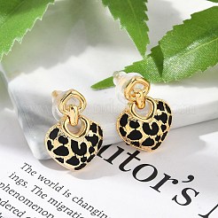 Brass Enamel Stud Earrings&nbsp;EJEW-P301-03G