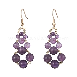 Natural Mixed Gemstone & Synthetic Hematite Teardrop Dangle Earrings&nbsp;EJEW-JE05253