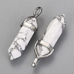 Natural Howlite Double Terminated Pointed Pendants&nbsp;G-F295-04F