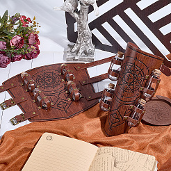 1 Pair Adjustable PU Leather Cord Bracelet with Glass Bottles&nbsp;AJEW-CL0002-53A
