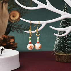 80Pcs 8 Colors Christmas Opaque Glass Beads&nbsp;EGLA-YW0001-06