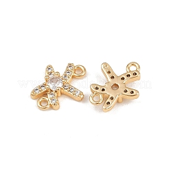 Brass Pave Clear Cubic Zirconia Connector Charms&nbsp;KK-C115-25G
