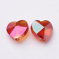 Electroplate Faceted Glass Heart Beads&nbsp;X-EGLA-R091-M