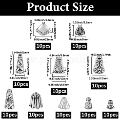 100Pcs 10 Styles Alloy Bead Cone&nbsp;FIND-SP0003-54