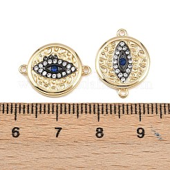 Brass Pave Clear and Blue Cubic Zirconia Connector Charms&nbsp;KK-L251-14G