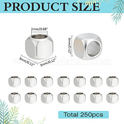 250Pcs 201 Stainless Steel Beads&nbsp;STAS-ME0002-50