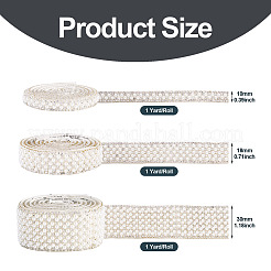 3 Yards 3 Styles Imitation Pearl Hotfix Rhinestone Ribbon Trimming&nbsp;DIY-TA0013-16