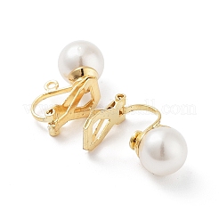 304 Stainless Steel Clip-on Earring Findings with Imitation Pearl Plastic Beaded&nbsp;X-STAS-H216-03B-G
