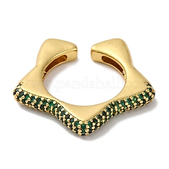 Rack Plating Star Brass Cubic Zirconia Open Cuff Rings for Women&nbsp;RJEW-S242-02G-A