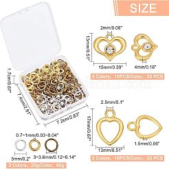60Pcs 6 Style Heart Alloy Pendants&nbsp;FIND-FH0003-46
