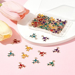 50Pcs 5 Colors Alloy Enamel Pendants&nbsp;ENAM-FS0002-30
