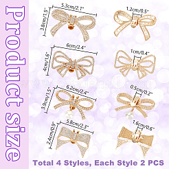 8Pcs 4 Styles Bowknot Alloy Rhinestone Shoe Decorations&nbsp;AJEW-PH0011-73