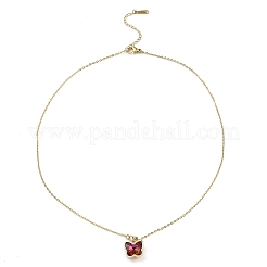 Butterfly Glass Pendant Necklaces&nbsp;NJEW-E105-06KCG-02