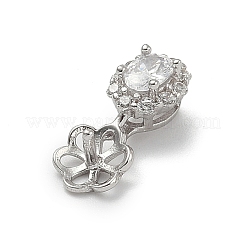 925 Sterling Silver Pave Clear Cubic Zirconia Flower Pendant Bails&nbsp;STER-P068-01P