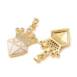 Brass Micro Pave Clear Cubic Zirconia Pendants&nbsp;CU-CBAF77A-01G