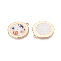 Printed Alloy Enamel Pendants&nbsp;ENAM-N071-10G-01