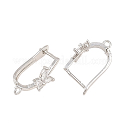 Brass Micro Pave Cubic Zirconia Hoop Earring Findings&nbsp;CU-CBAB5B4-05P