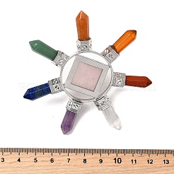 Natural Mixed Stone and Natural Rose Quartz Pyramid & 7 Chakra Points Energy Generator&nbsp;DJEW-K011-A02