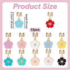12Pcs Alloy Enamel Flower Stethoscope Pendant Decorations&nbsp;HJEW-OC00205