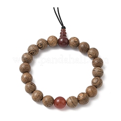 2Pcs 2 Styles Natural Carnelian & Wood Round Beaded Stretch Bracelets Sets for Men Women&nbsp;BJEW-JB12346
