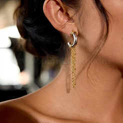 304 Stainless Steel Tassel Stud Earrings for Women&nbsp;BJ7288