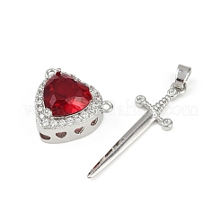 Brass Micro Pave Cubic Zirconia Pendant Sets&nbsp;KK-S507-18G-01