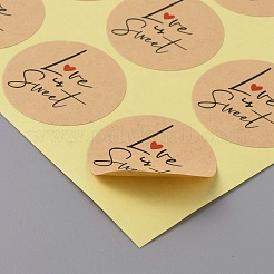 Round Dot Kraft Paper Adhesive Label Stickers&nbsp;STIC-WH0012-05B