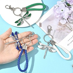 Alloy Enamel & Crystal Rhinestone & PU Leather Strap Keychain&nbsp;KEYC-YW00306-01