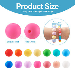 140Pcs 14 Colors Food Grade Eco-Friendly Silicone Beads&nbsp;SIL-TA0001-24