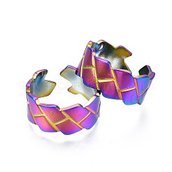 304 Stainless Steel Grooved Cuff Ring&nbsp;RJEW-N038-072