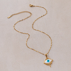 Vintage 304 Stainless Steel Enamel Evil Eye Pendant Necklaces for Women&nbsp;XZ3178