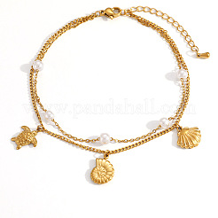 Ocean Shell Shape & Turtle Charm Anklets&nbsp;WG11FAC-01