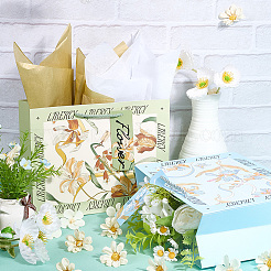 2Pcs 2 Colors Flower Printed Paper Packaging Bags with Rope Handle&nbsp;ABAG-SP0001-26