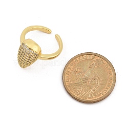 Rack Plating Brass Micro Pave Clear Cubic Zirconia Open Cuff Finger Rings for Women&nbsp;RJEW-M028-101G